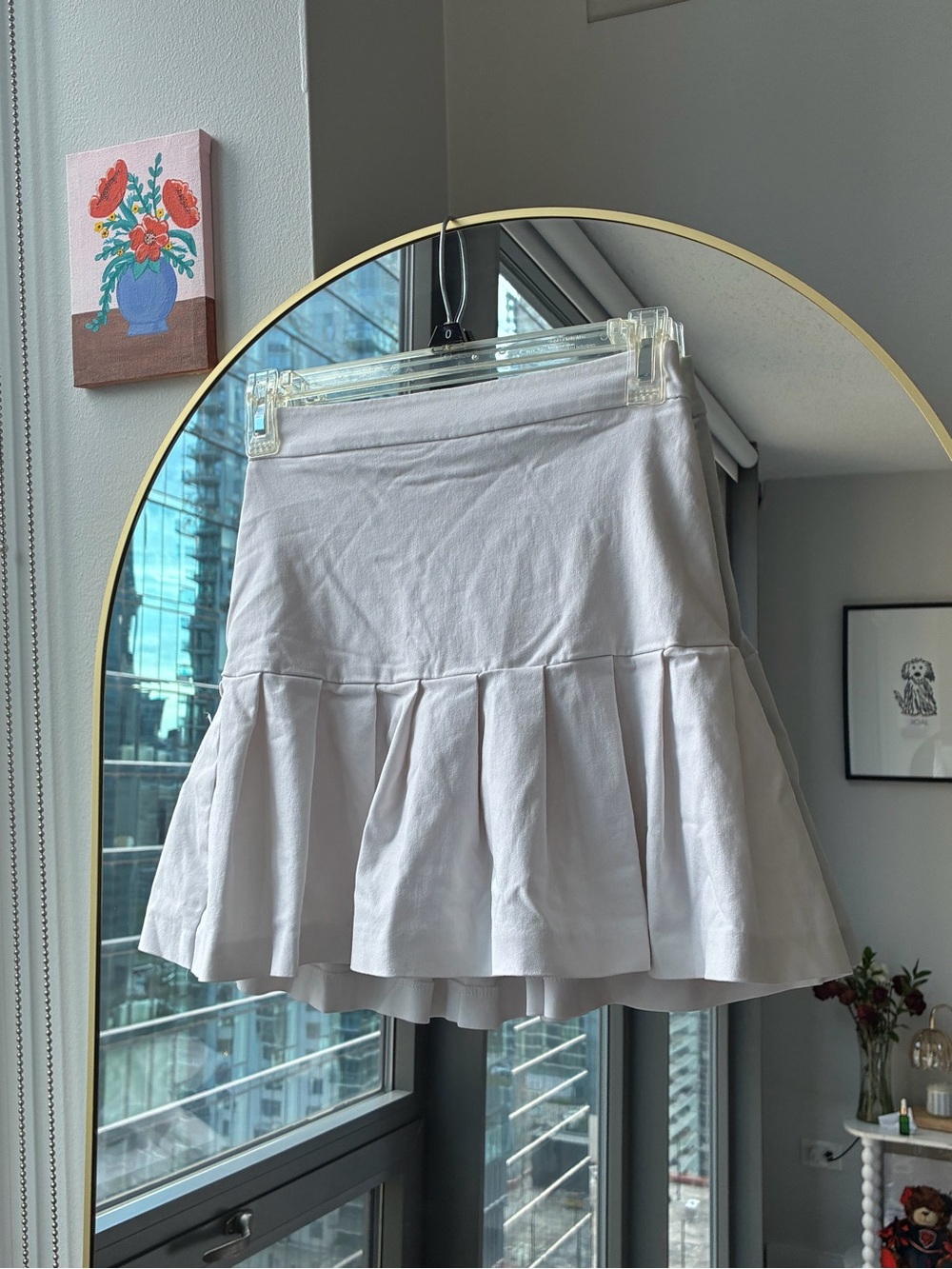 Bar III White Ruffle Hem Skater Mini Skirt